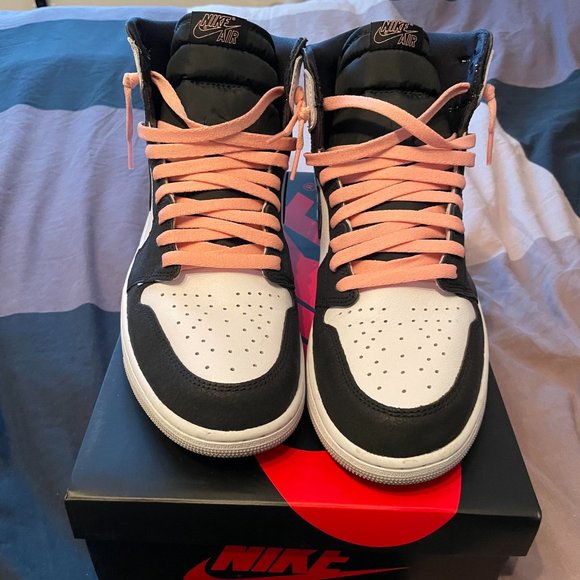 Nike x Jordan 1 High, OG Bleached Coral, Size 12 US Mens, Pink/White/Black Laces - Picture 6 of 8